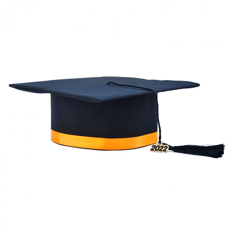 Toca Absolvire neagra cu bentita portocalie - Toci clasa 8 - robefestivitatiabsolvire.ro